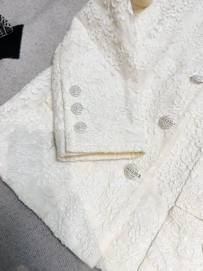 Chanel 20C ecru white lace jacket