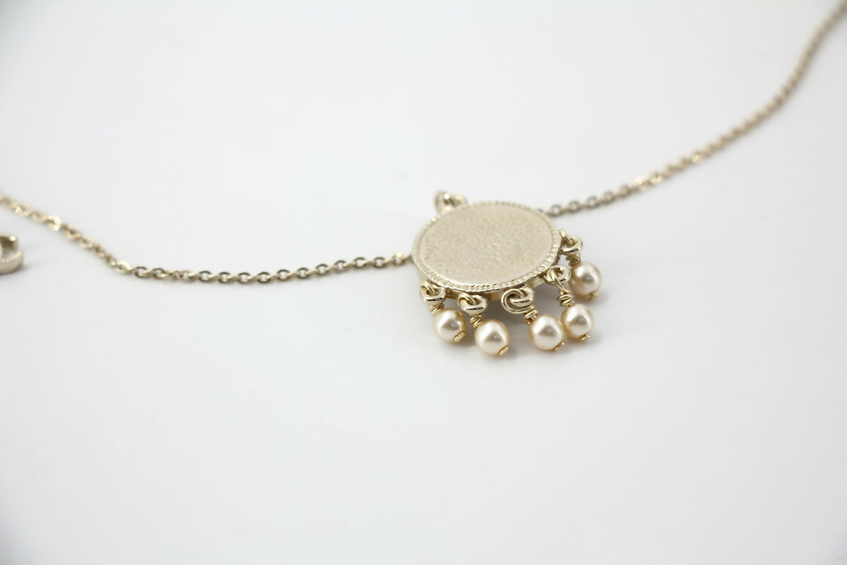 Chanel Vintage 07P Gripoix Red, Green and Yellow Gemstone Pendant Necklace