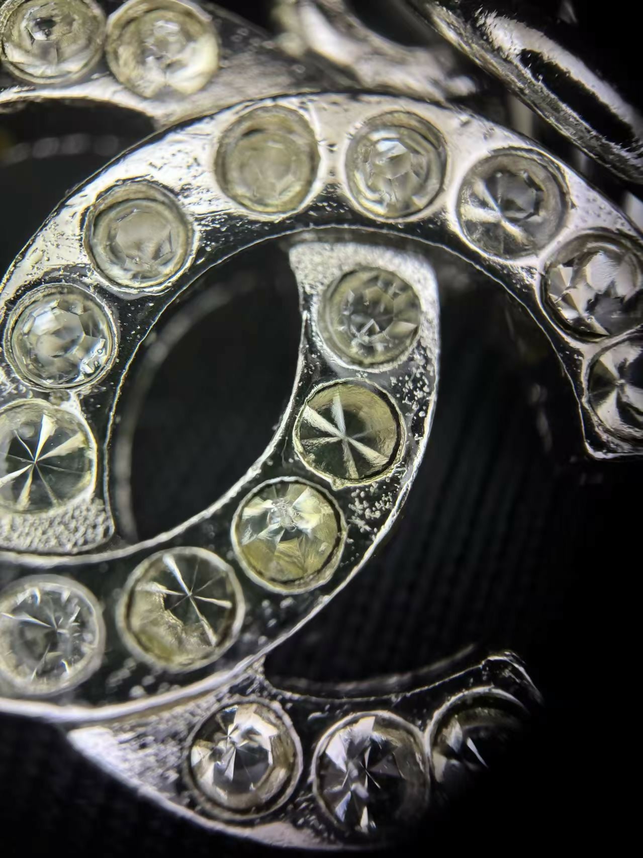 Chanel Vintage 06C Rhinestone & Metal Silver Large CC Star Bag