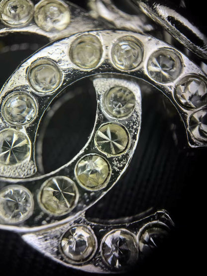 Chanel Vintage 06C Rhinestone & Metal Silver Large CC Star Bag Charm