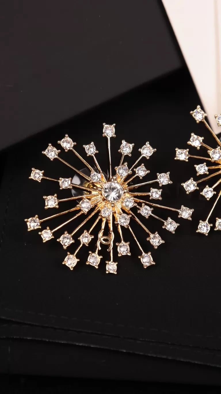 Chanel 26S Gold Rhinestone Firework Earrings