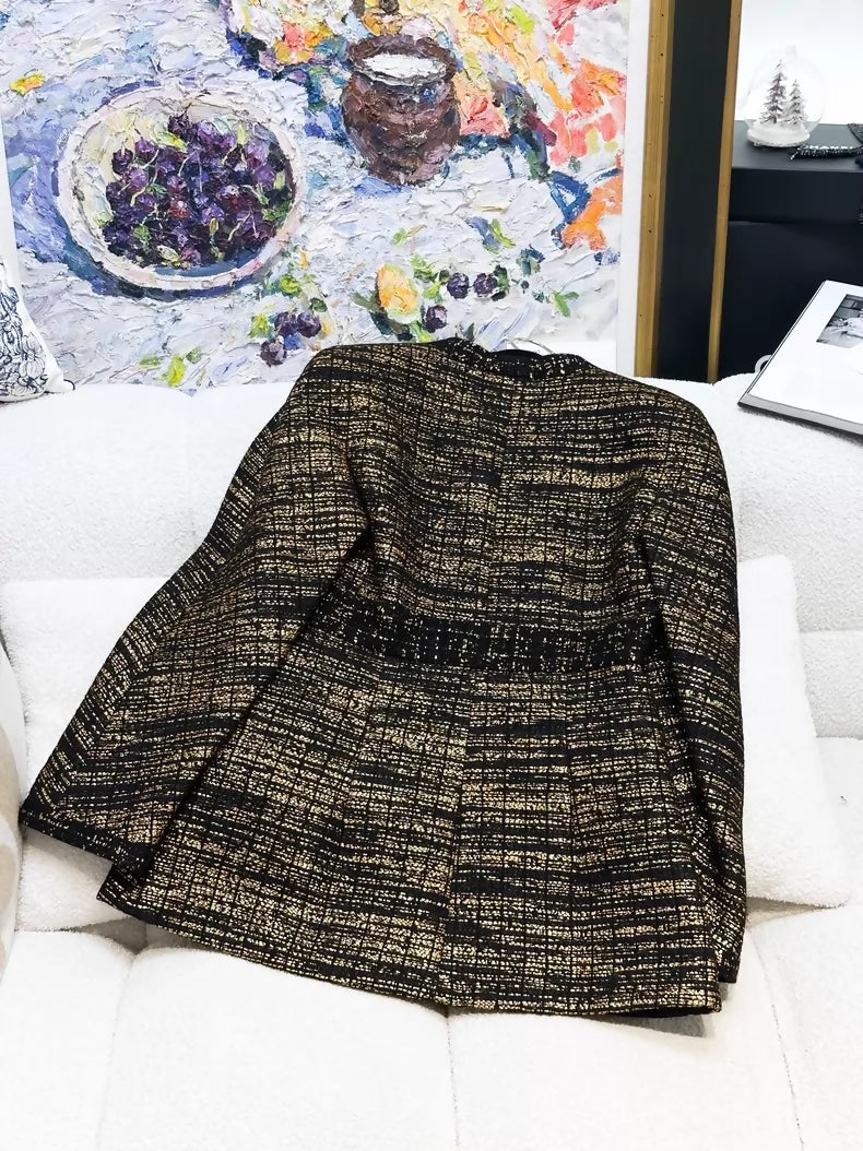 Chanel 19A black and gold tweed jacket