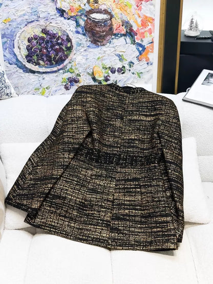 Chanel 19A black and gold tweed jacket
