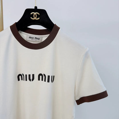 Miu miu Color Block Letter Print T-Shirt