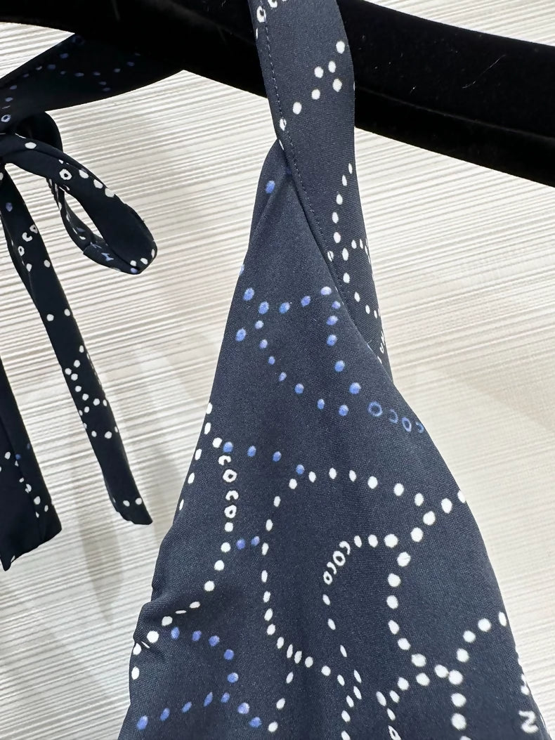 Chanel 19P blue camellia pattern swimsuit