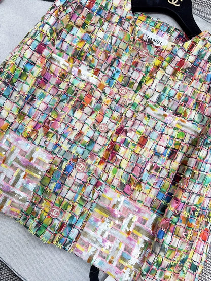 Chanel 21p Colorful Mosaic Haute Couture Embroidered Sequins Jacket