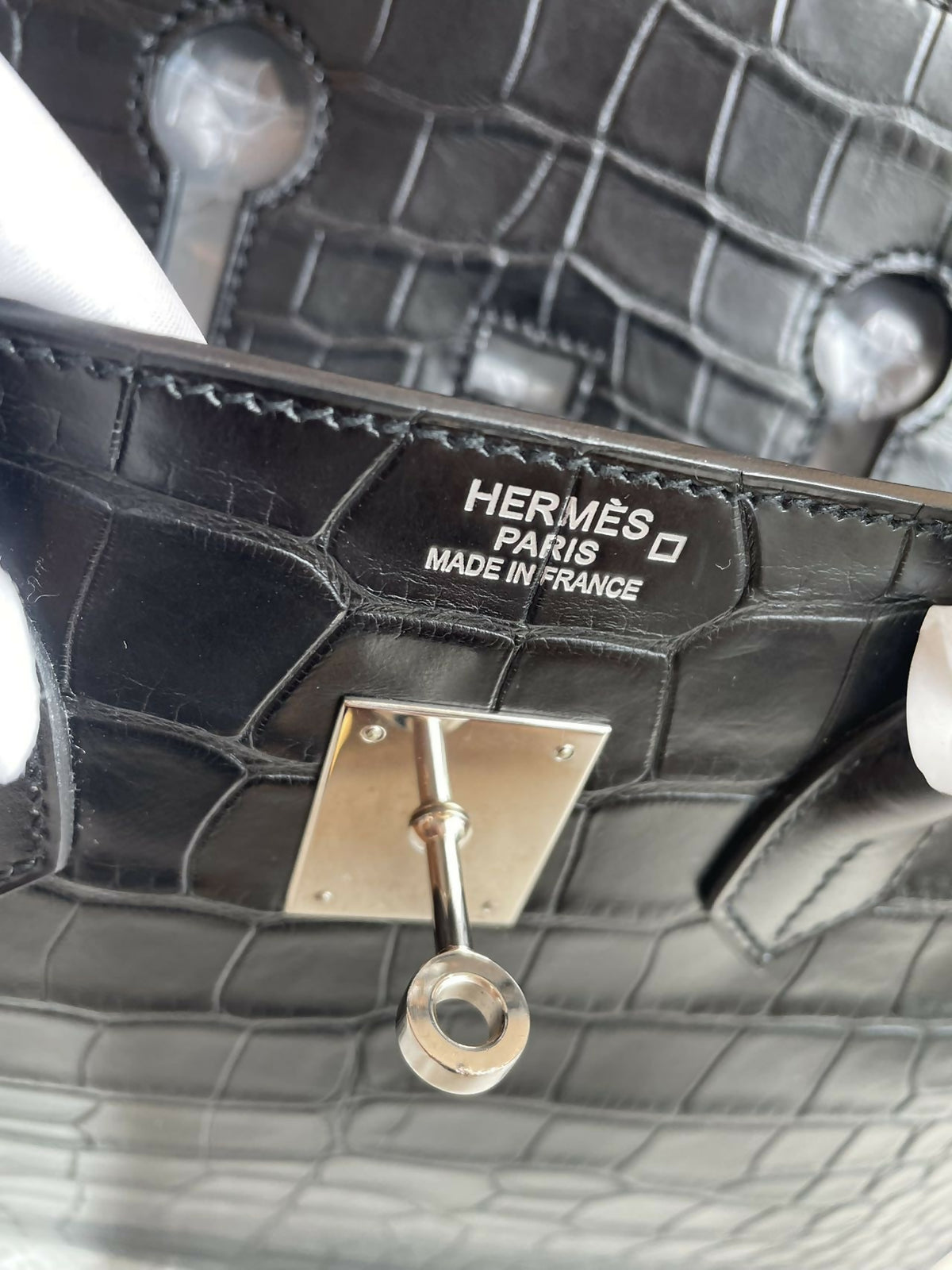 Hermès Birkin 35 Tri-Material Limited Edition Noir / Black Matte Alligator Veau Box & Togo Leather with Palladium Hardware Square R Stamp