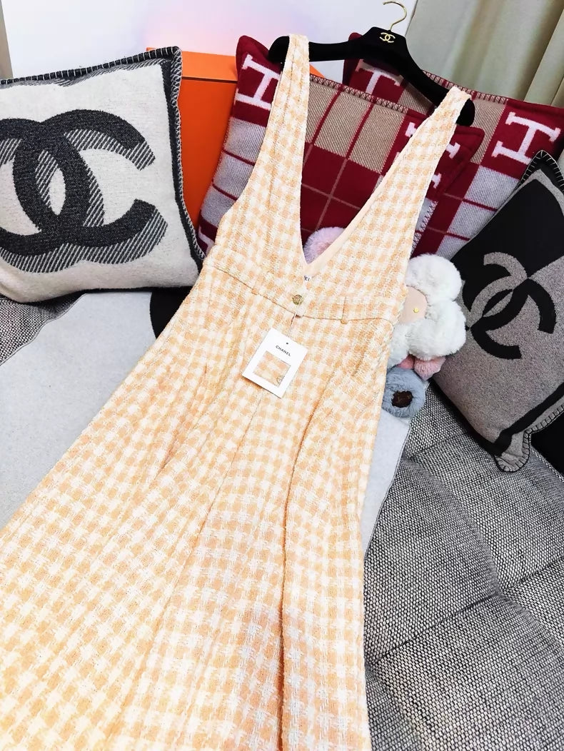 Chanel 23S Orange Houndstooth Jumpsuit