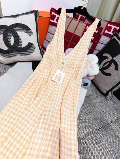 Chanel 23S Orange Houndstooth Jumpsuit