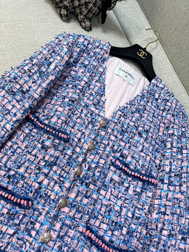 Chanel 21P pink & purple tweed jacket