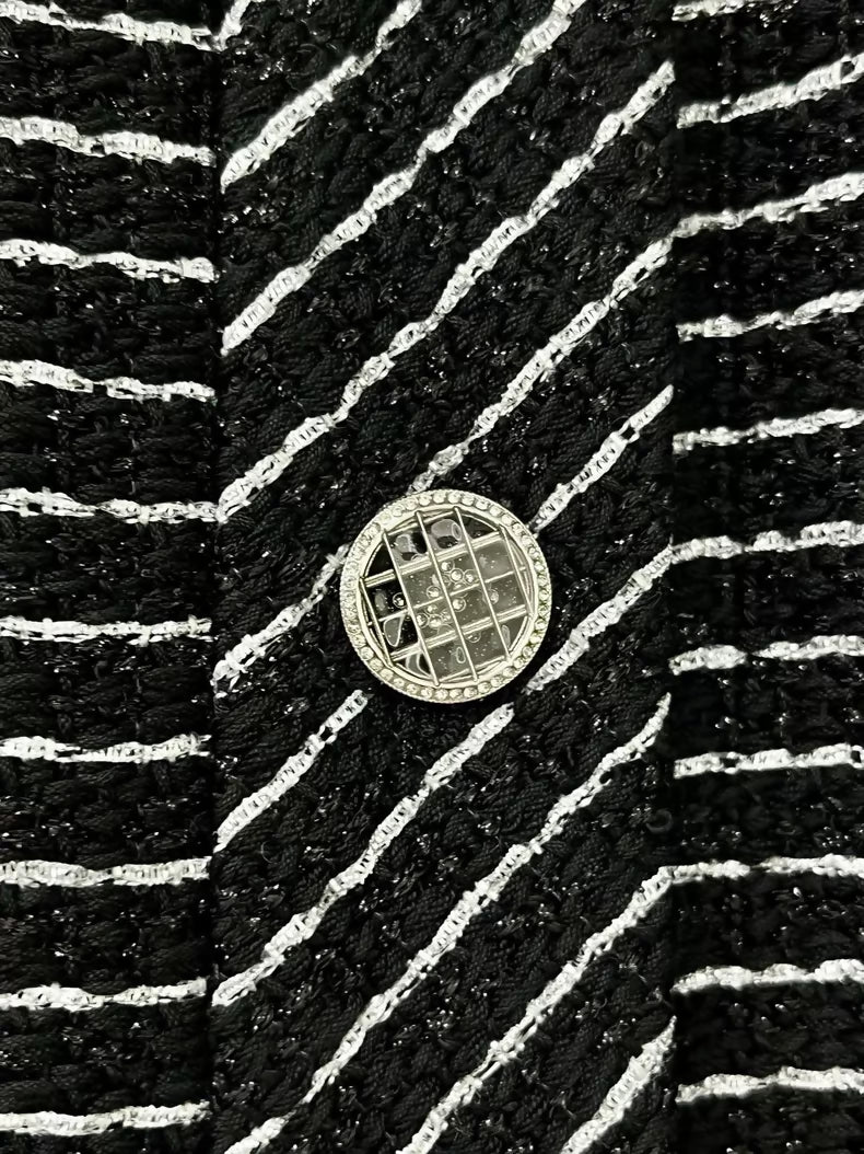 Chanel 23P new black and white striped vest