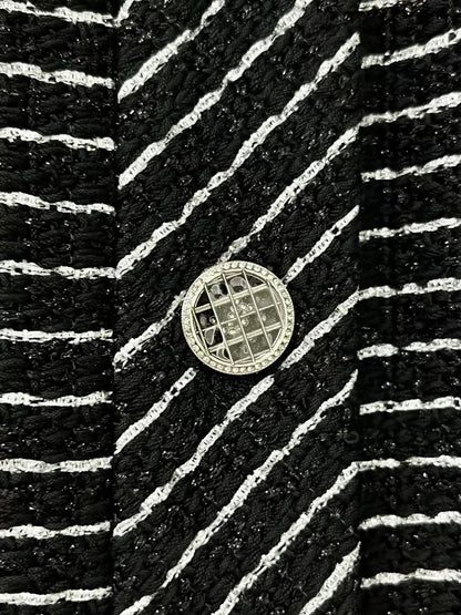Chanel 23P new black and white striped vest