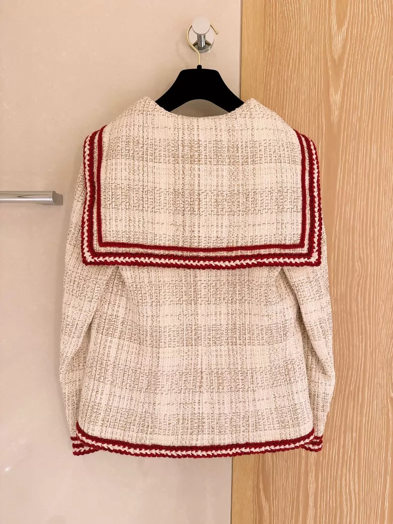 Chanel Navy Collar Tweed Jacket