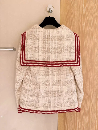 Chanel Navy Collar Tweed Jacket