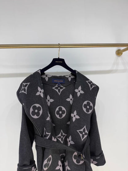 Louis Vuitton grey logo print coat
