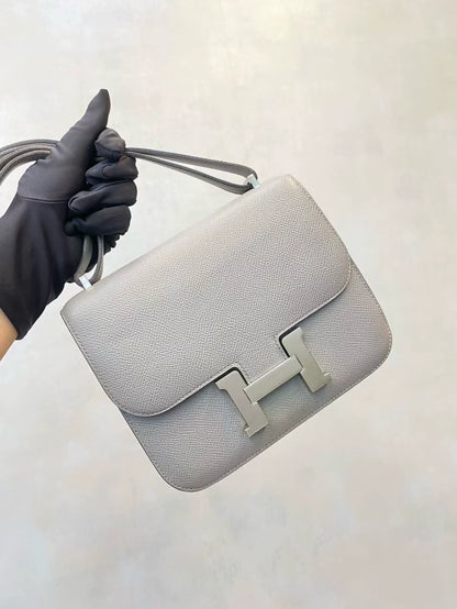 Hermes Mini Constance Grey Epsom Leather palladium hardware