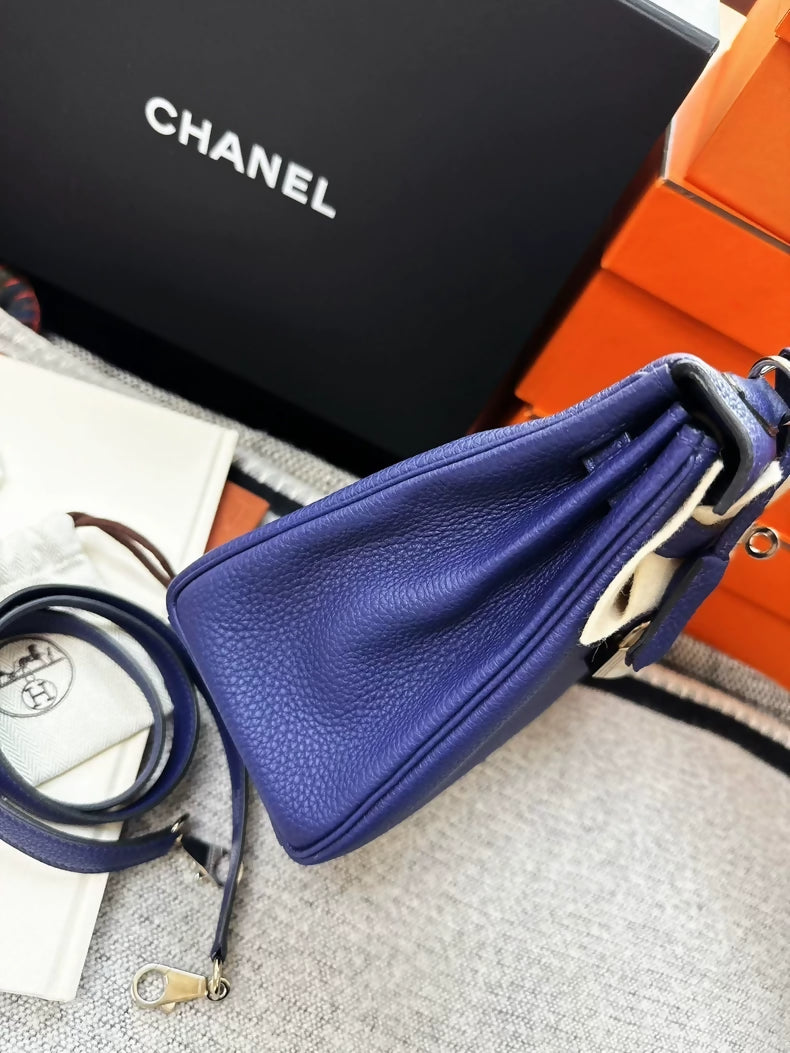 Hermes Kelly 25 bleu encre Togo leather palladium hardware