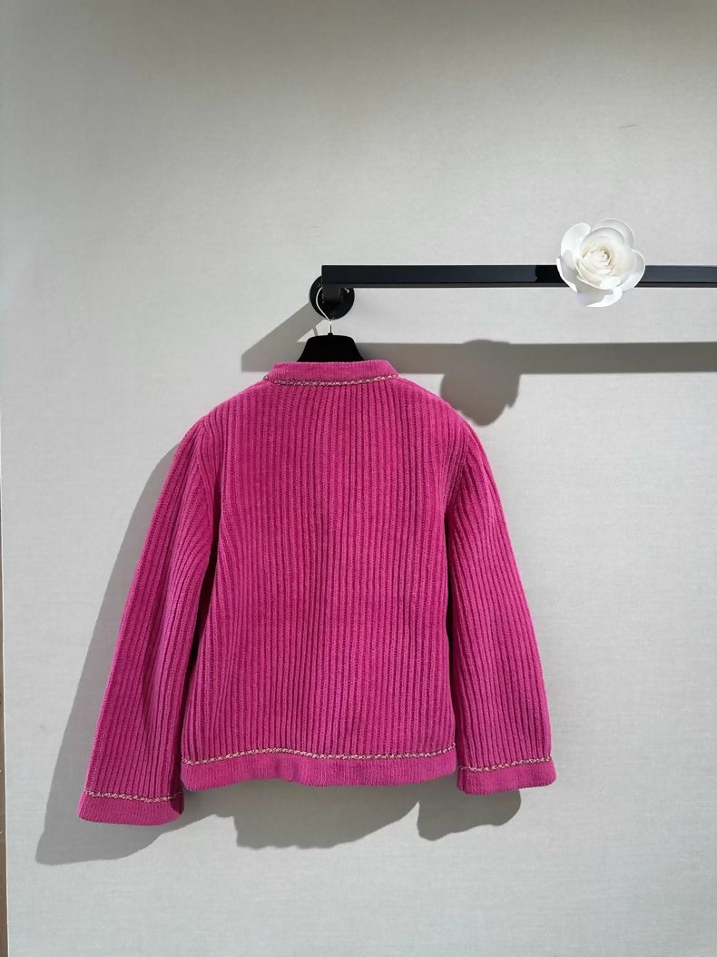 Chanel 22b fuchsia chain cardigan
