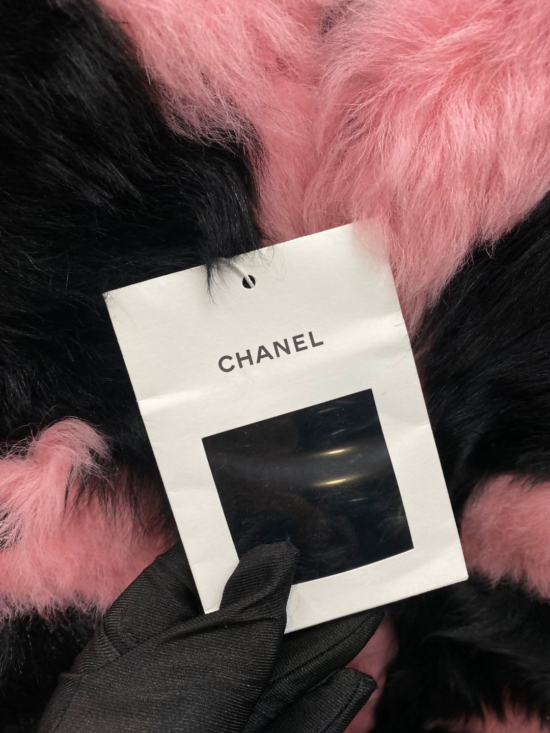 Chanel 21K pink black fur jacket
