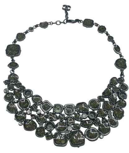 Rare Chanel 08A Black Crystals CC Gripoix Bib Collar Necklace