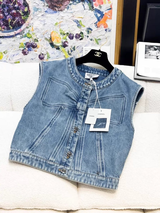 Chanel 25K Denim oversized soft denim vest