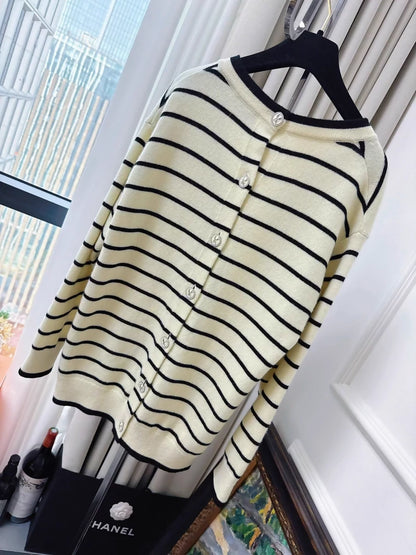 Chanel 25S yellow and black striped cardigan