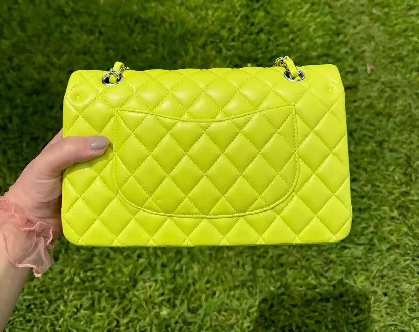 Chanel 21S Yellow Neon Lambskin Mini Classic Flap Bag