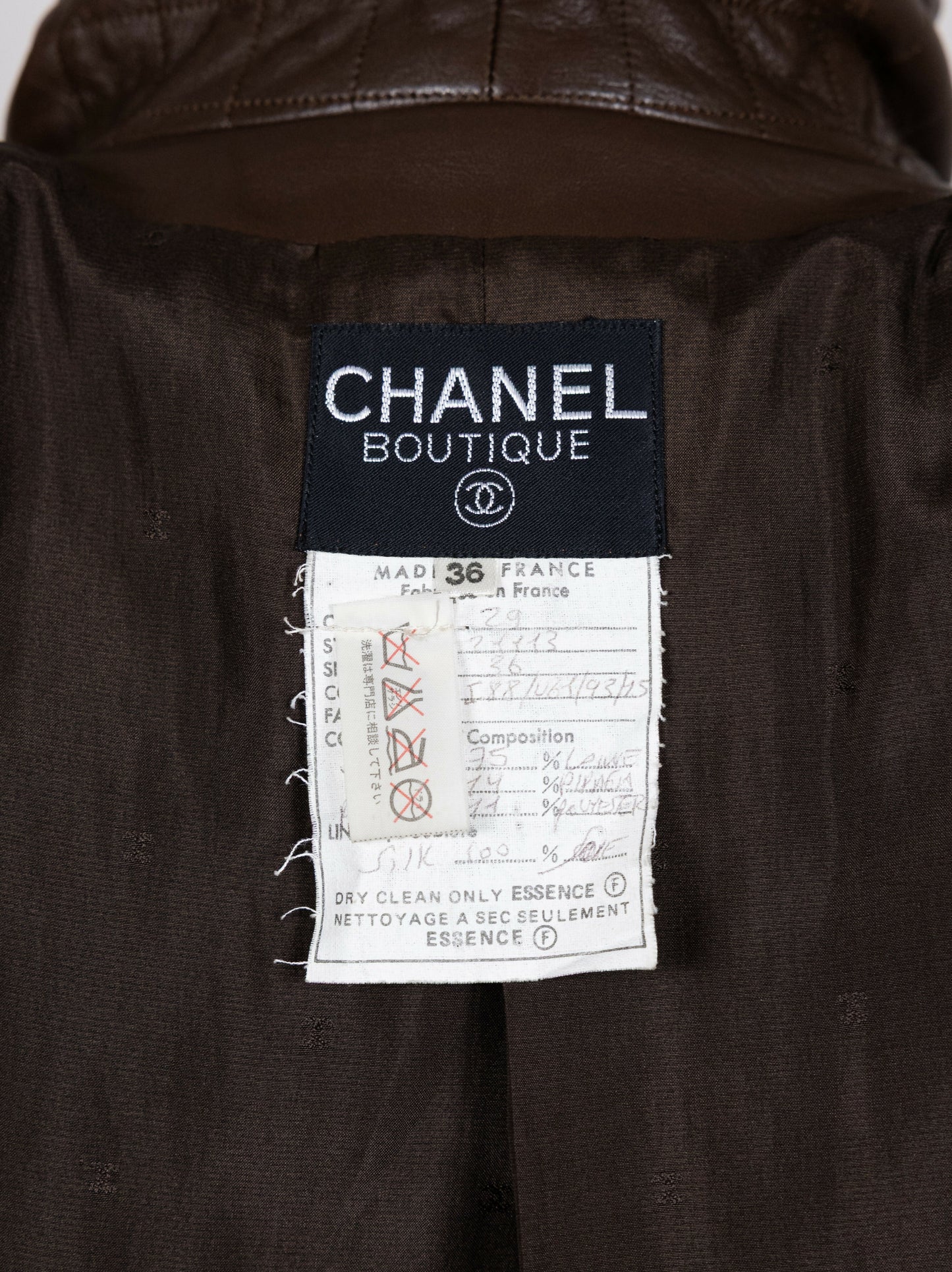 Chanel 1992 Spring/Summer Vintage Brown Tweed and Leather Jacket