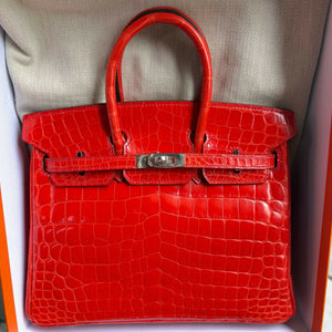 Hermès Birkin 25 Geranium Alligator Shiny with Palladium Hardware