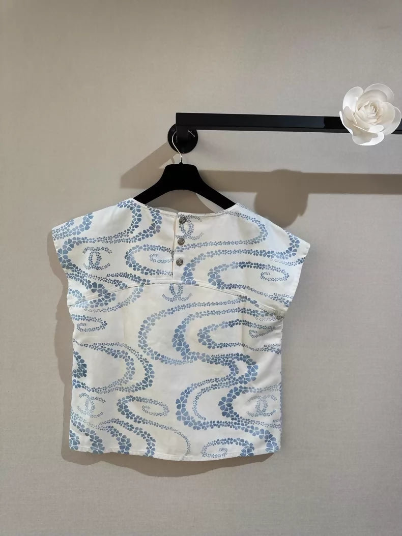 Chanel 25M Printed Denim Top