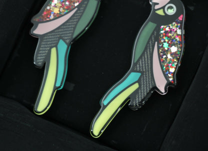 Chanel 17C Resin Cruise Collection Parrot-Motif Stud Earrings