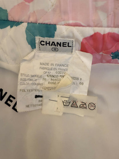 Chanel 1994 Cruise Vintage Multicolor Quilted Floral Print Sleeveless Vest and Shorts Set