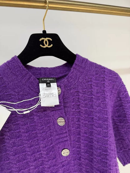 Chanel 23B Purple Cashmere Knit Top