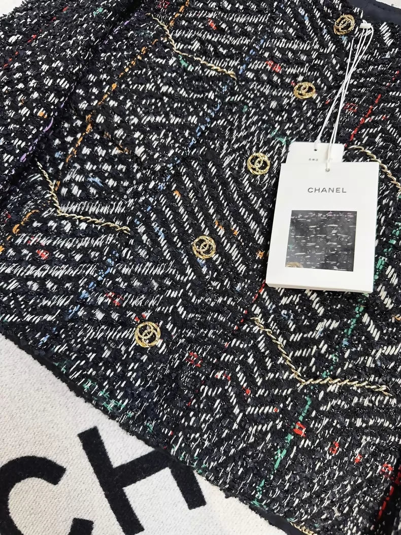 Chanel 23b black tweed jacket w