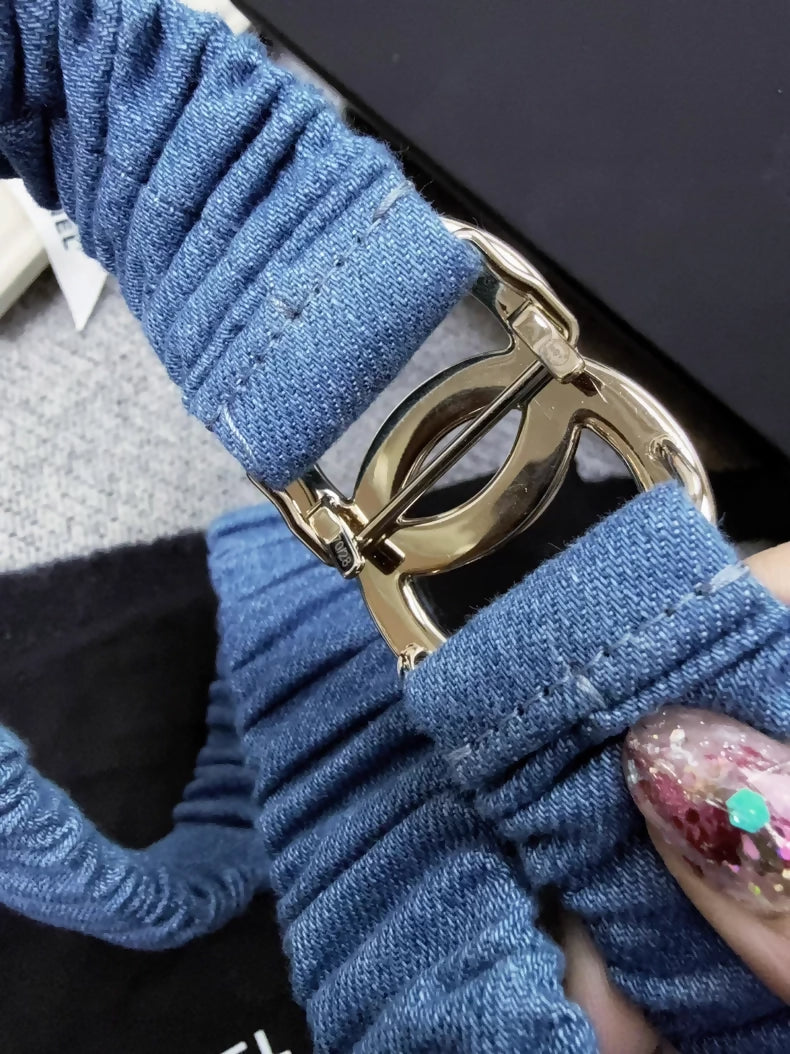 Chanel 25p blue denim belt