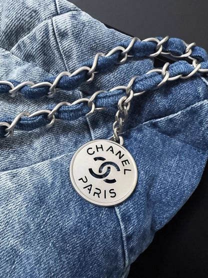 Chanel 23P Denim hobo bag with silver hardware