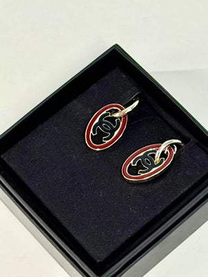 Chanel 24P Black and Red Earrings