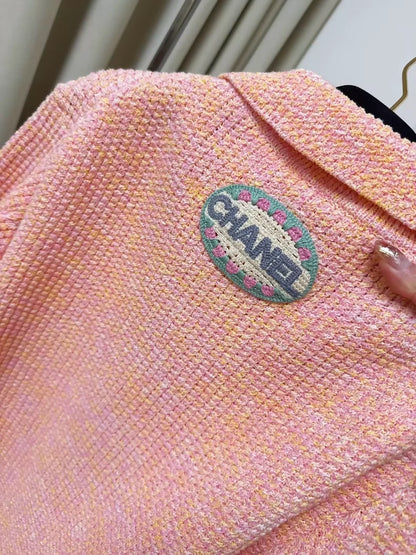 Chanel 25p Orange-Pink Mixed-Color Oversized Knit Cardigan