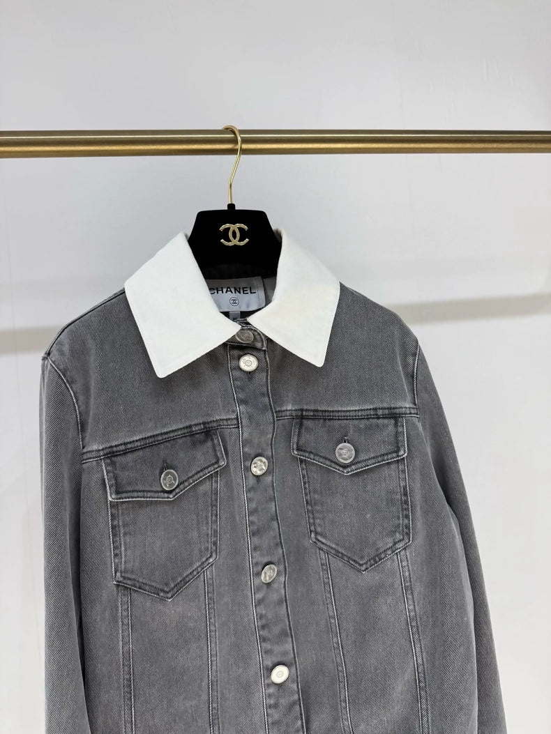 Chanel 25P Grey Denim Jacket