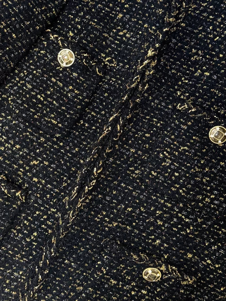 Chanel 19A Black and Gold Tweed Jacket