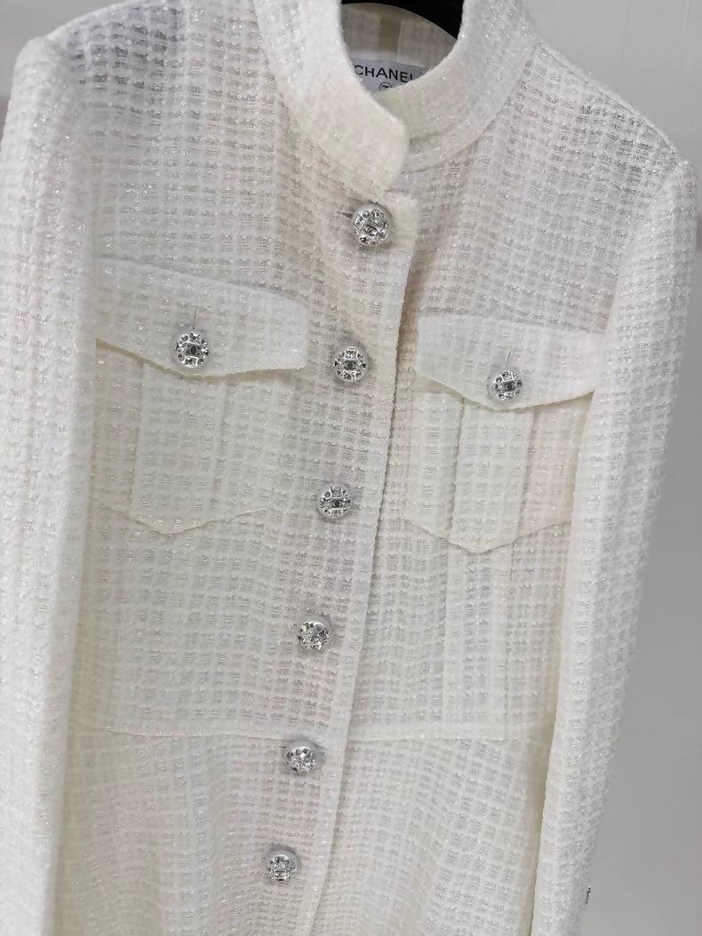 Chanel 23S white tweed dress