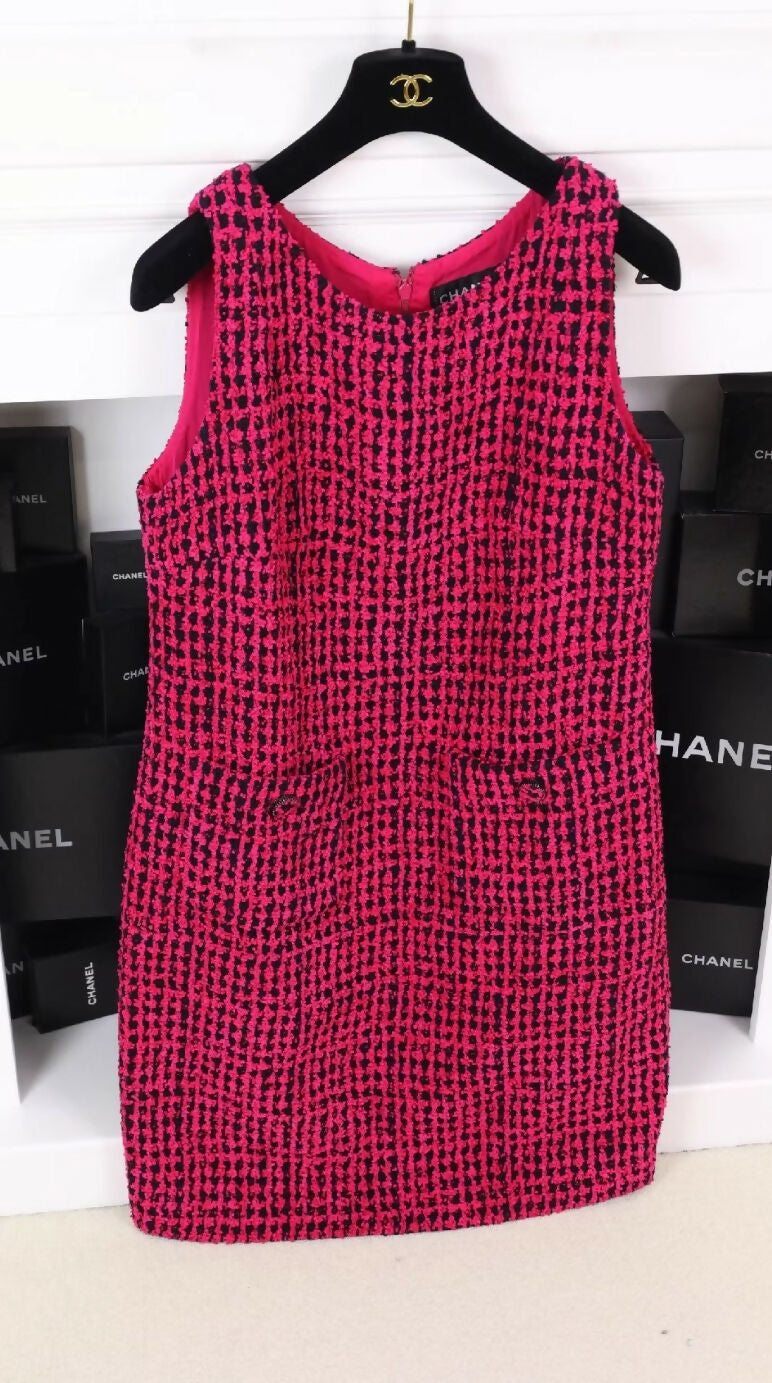 Chanel 2016 Rose Red Tweed Dress
