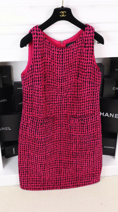 Chanel 2016 Rose Red Tweed Dress