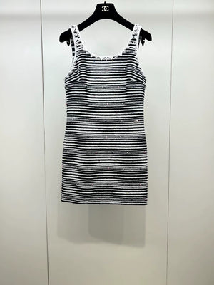 Chanel 24S Exquisite Striped Beaded Lace Dress