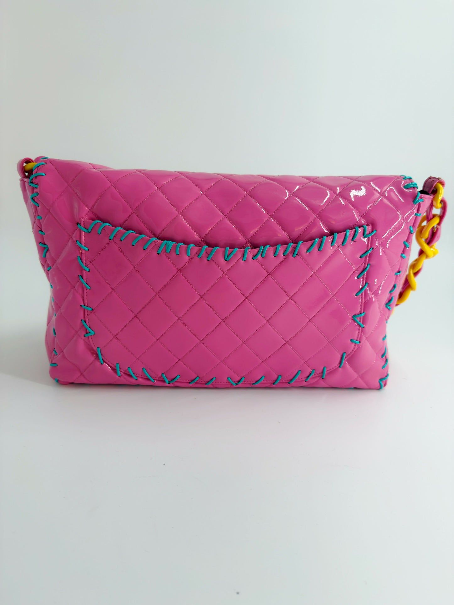 Chanel 1994 Vintage Pink Vinyl Jumbo Flap Bag