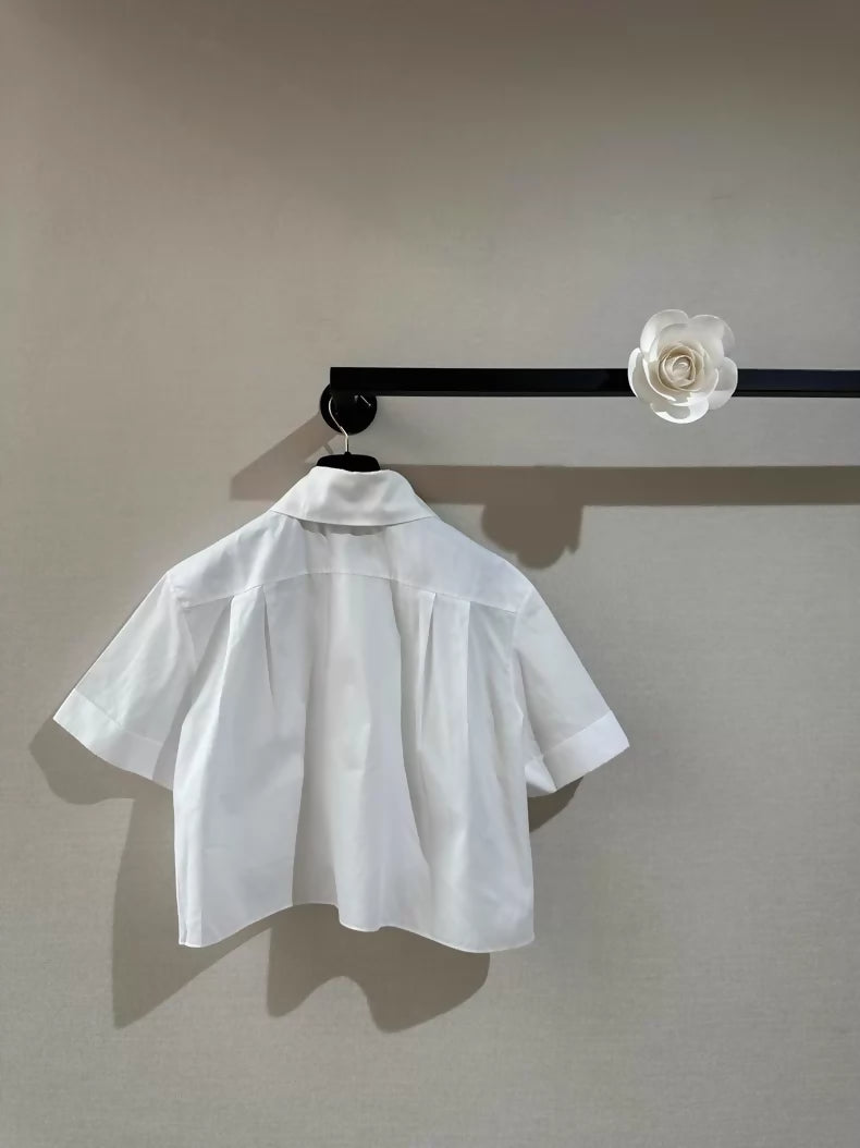 Chanel 19S White Shirt with black CC Logo