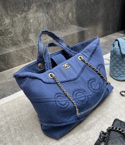 Chanel denim coco beach bag