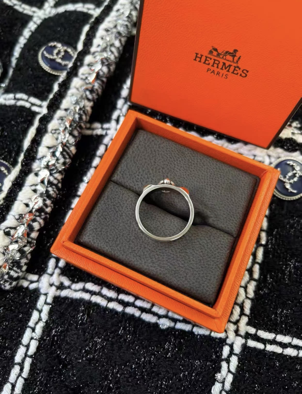 Hermes silver ring