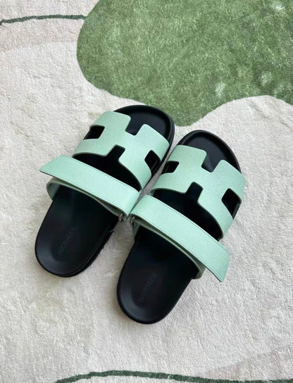 Hermes Chypre Sandals, Green, Size 36