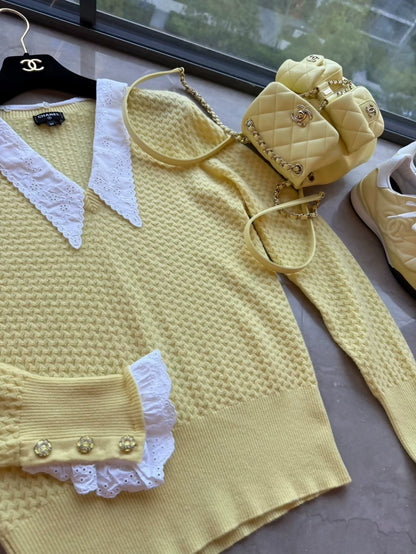 Chanel 24A yellow cashmere cardigan